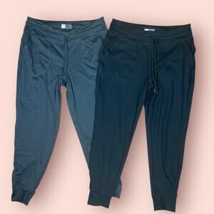 Bundle LOLË Women's Soft Lounge Pant Joggers, 2 pack Black Gray Large